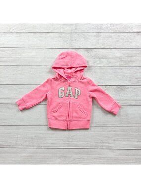 Baby Gap Pink Hooded Zip Up Sweatshirt Jacket 6-12 Months